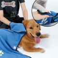 Serviette de bain de séchage de chien bleu pour les pattes sales pour chien